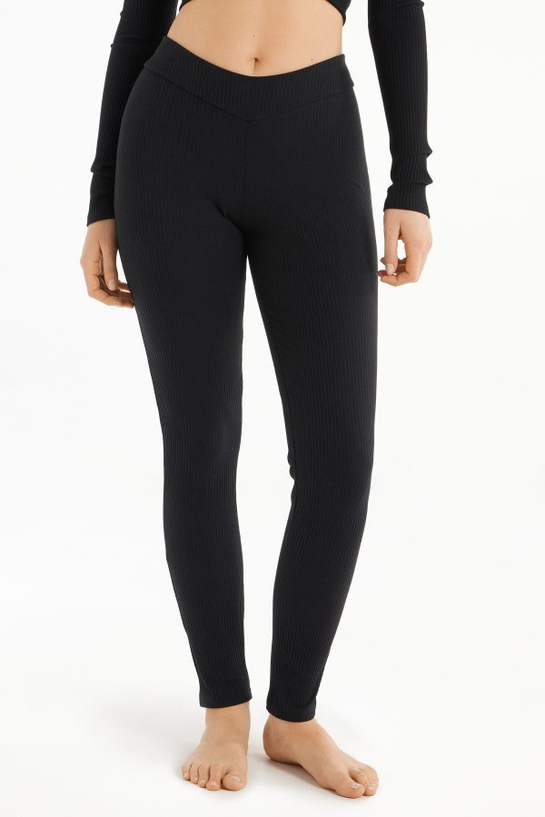 V-Waist Ribbed Leggings